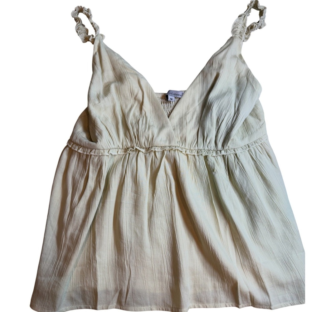 Wishlist Apparel Women Medium Light Sage Ruffle Strap Smocked Babydoll Top